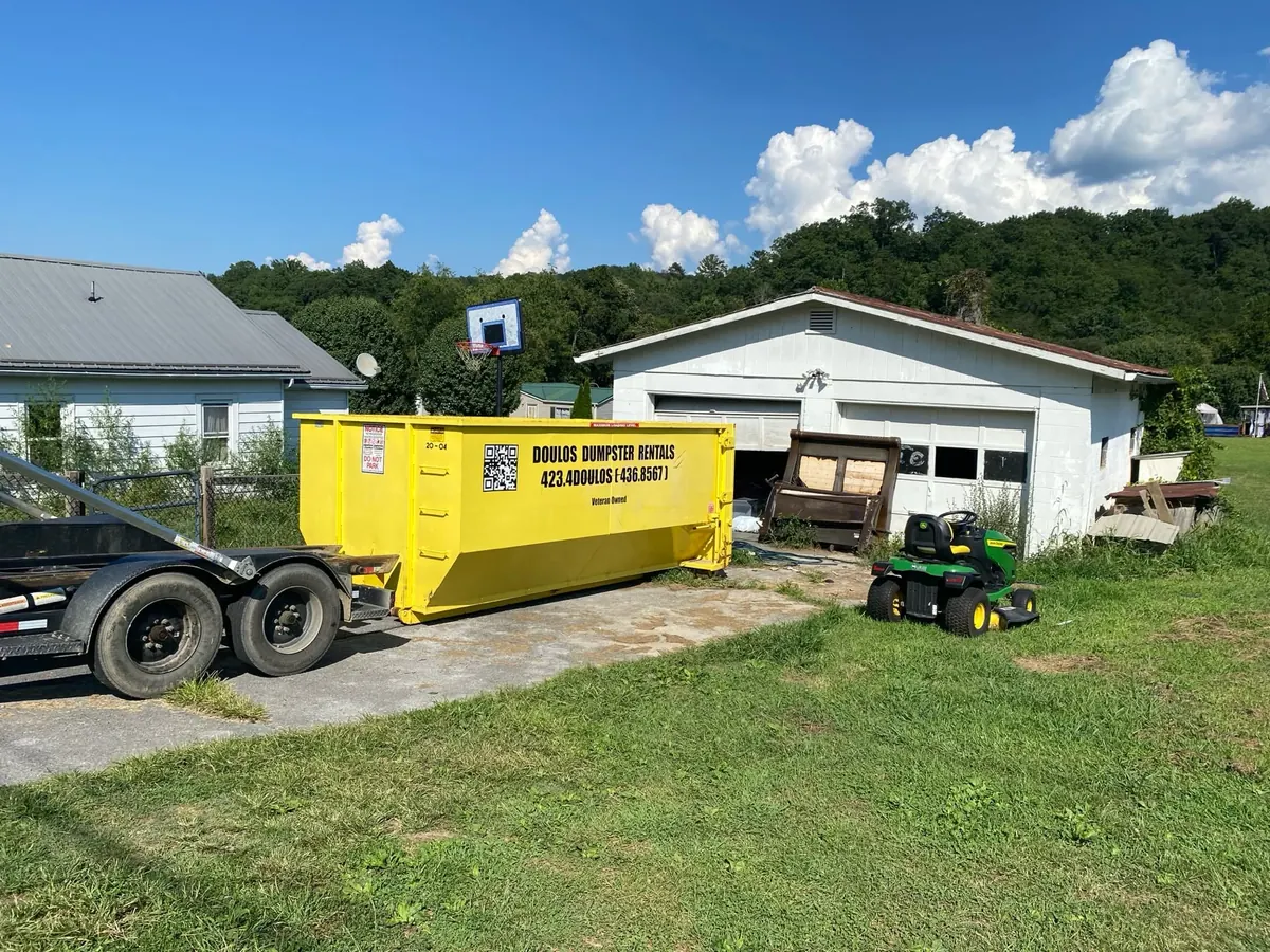 20 yard dumpster on a rural property