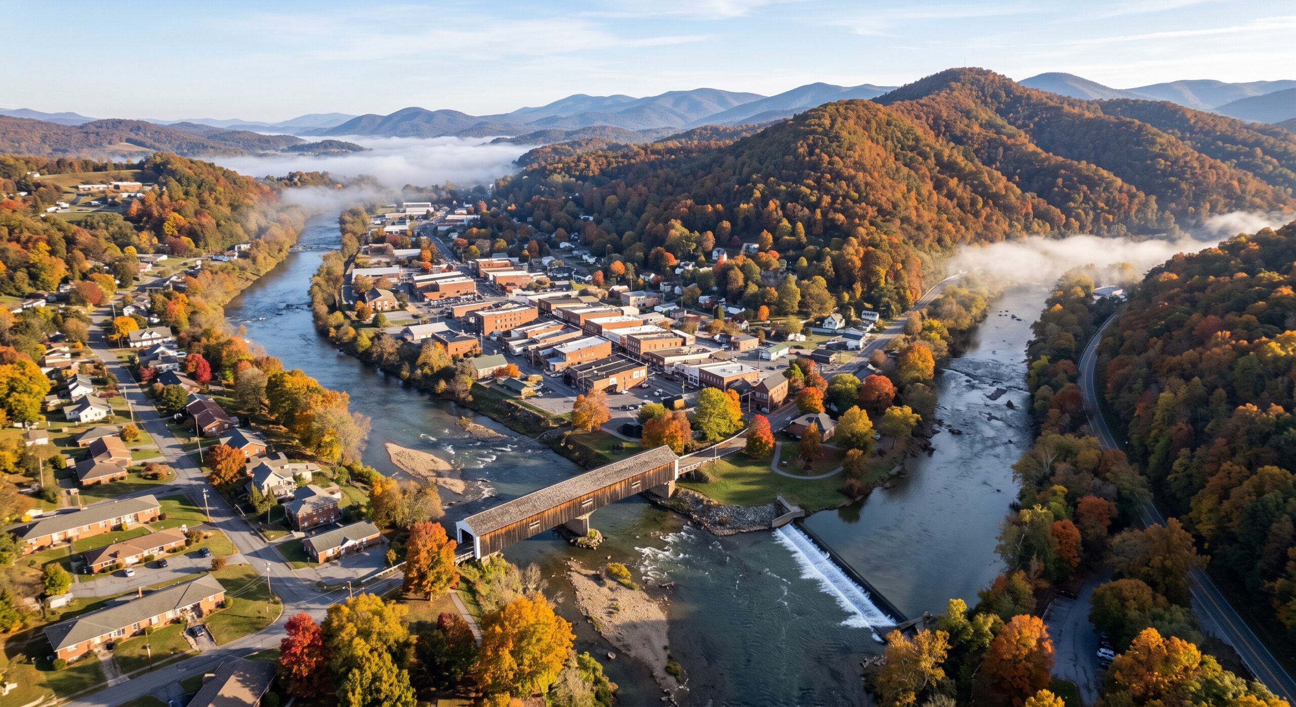 Aerial view of Elizabethton, Tennessee