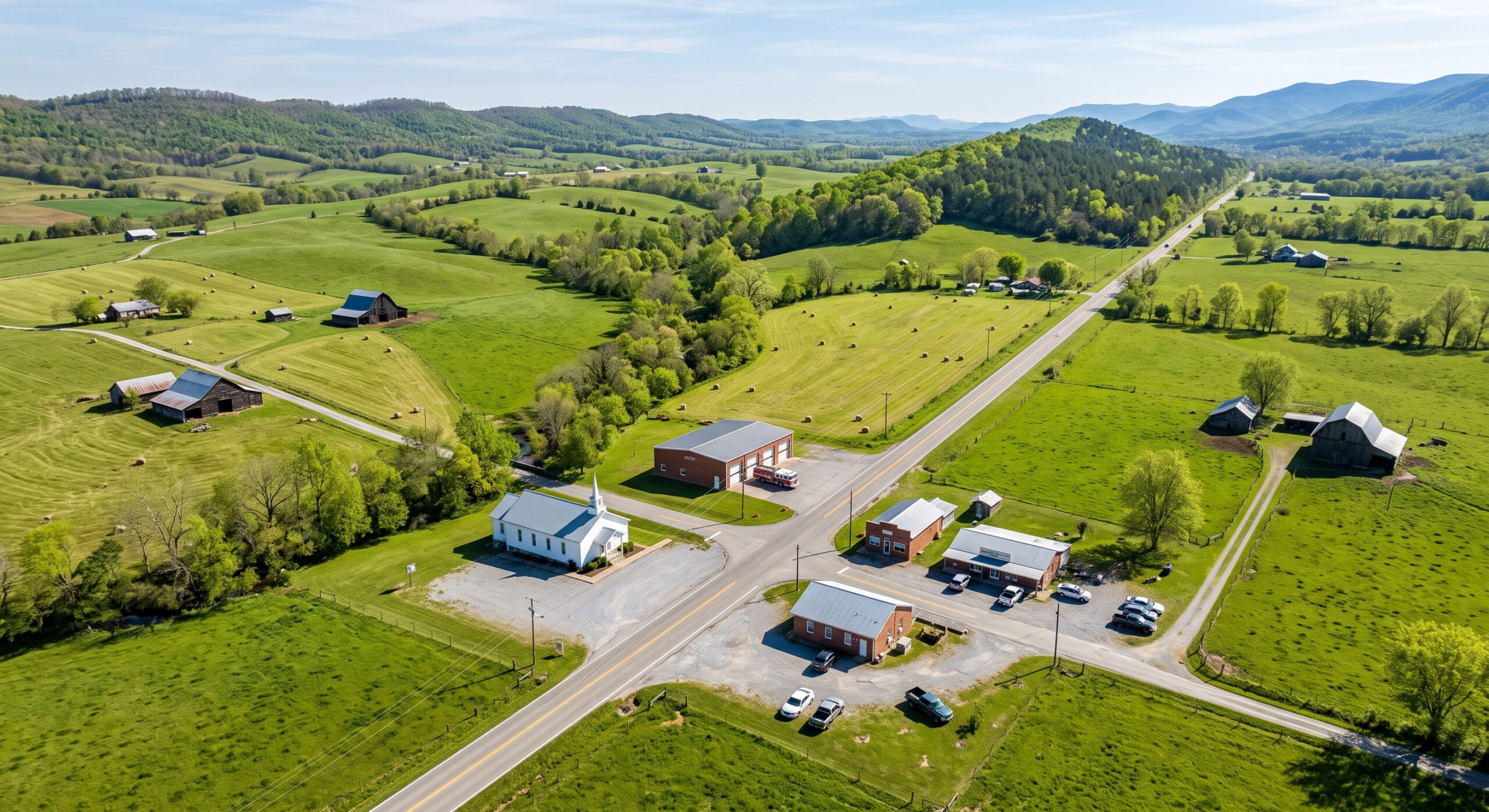 Aerial view of Fall Branch, Tennessee