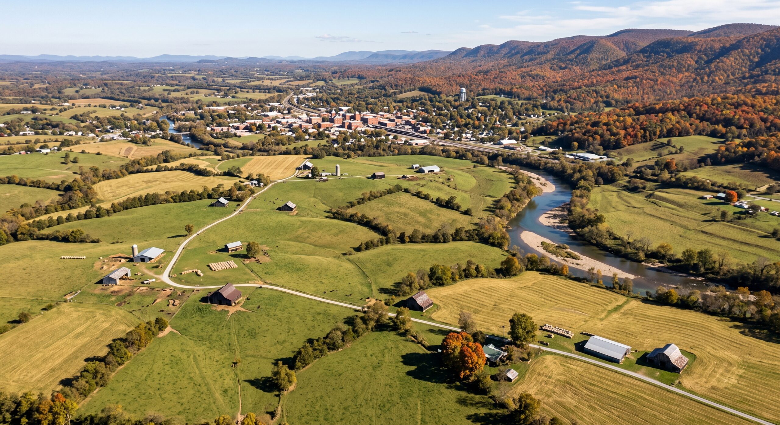 Aerial view of Greene County, Tennessee