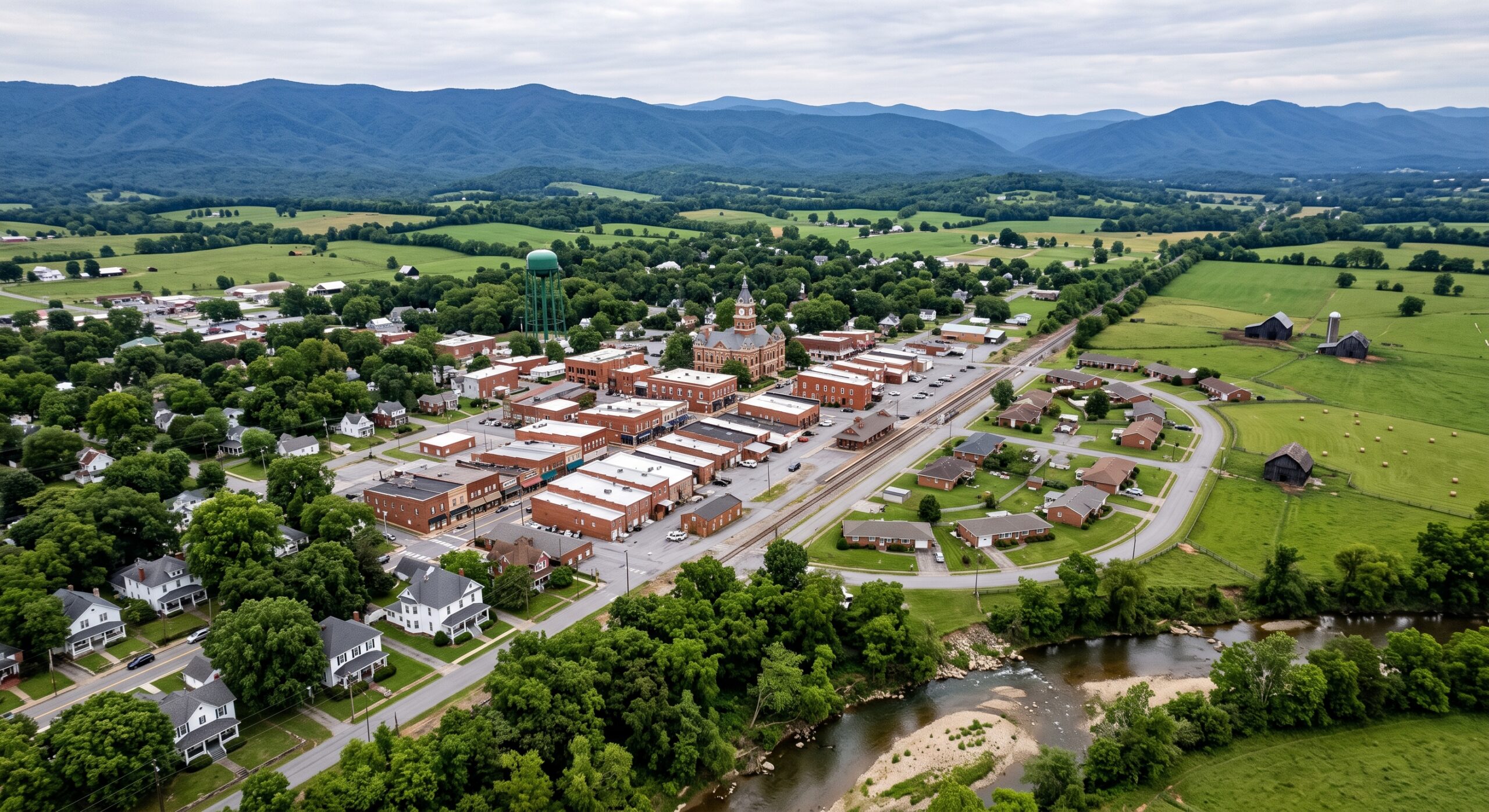 Aerial view of Greeneville, TN