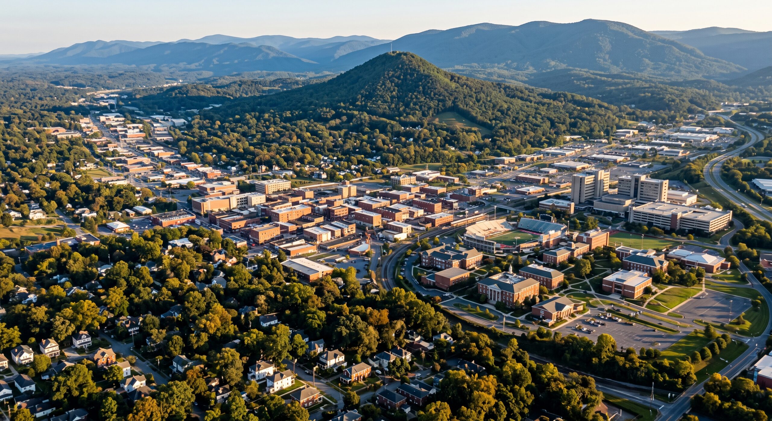 Aerial view of Johnson City, Tennessee