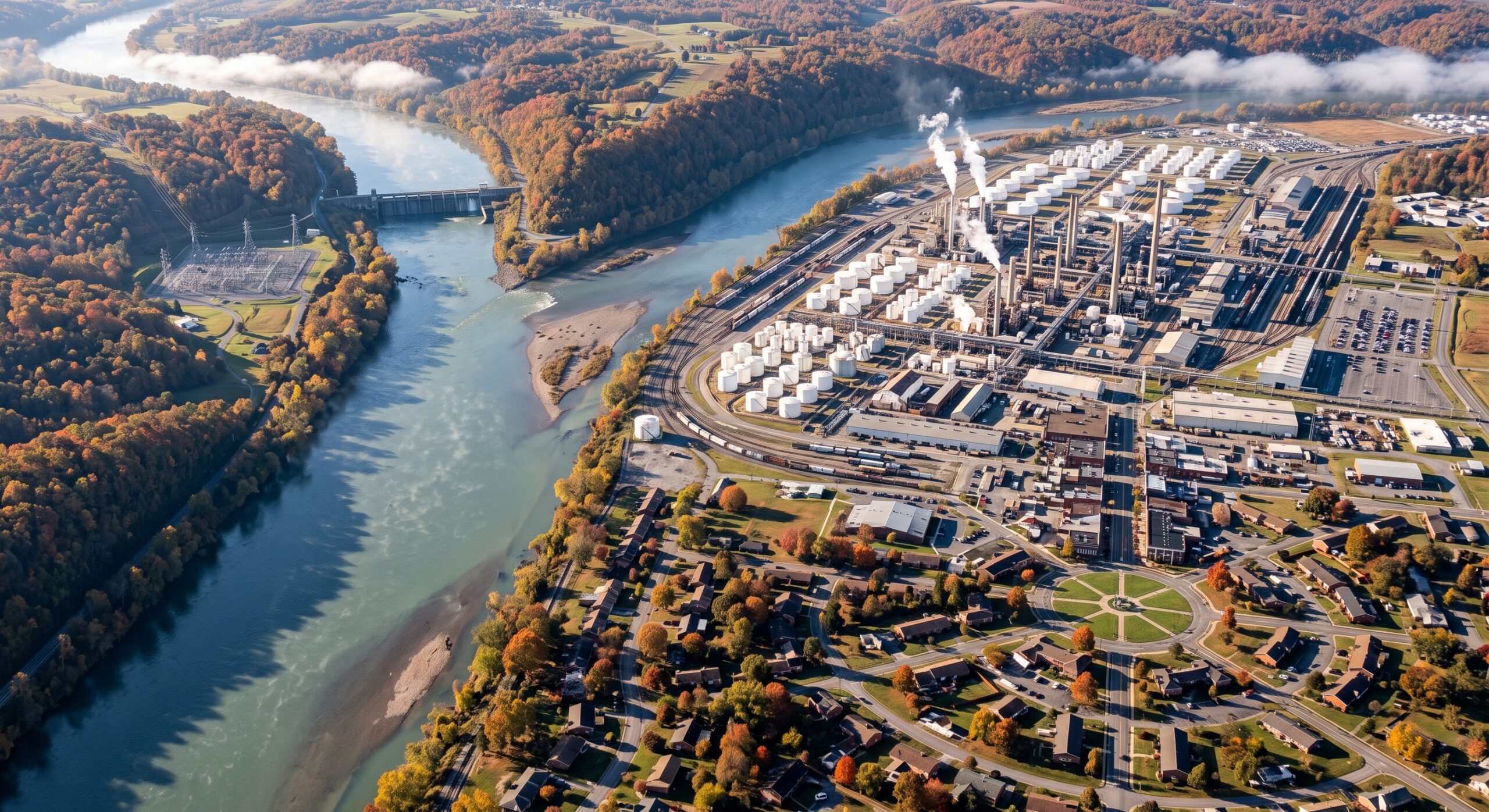 Aerial view of Sullivan County, Tennessee