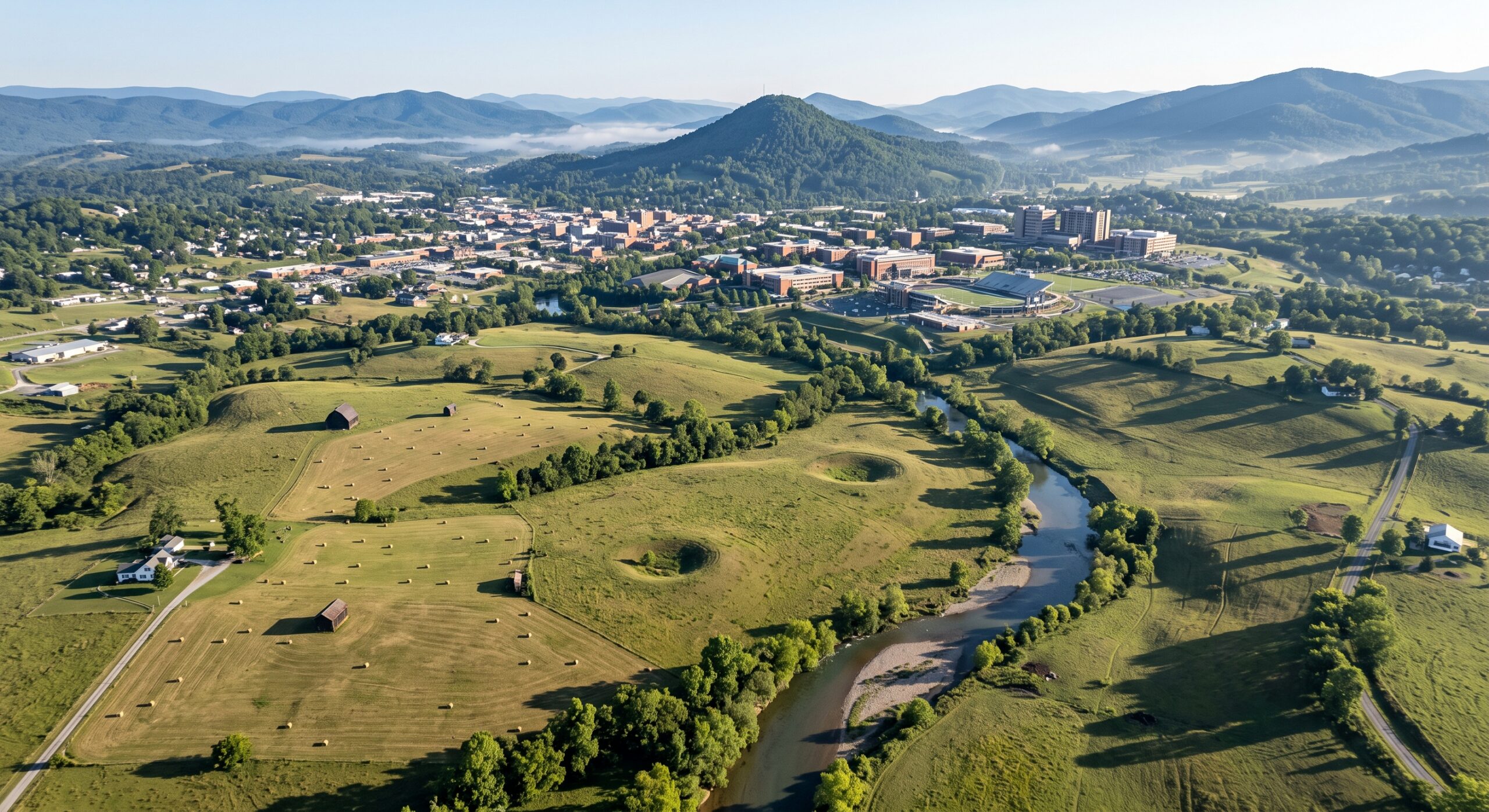 Aerial view of Washington County, Tennessee