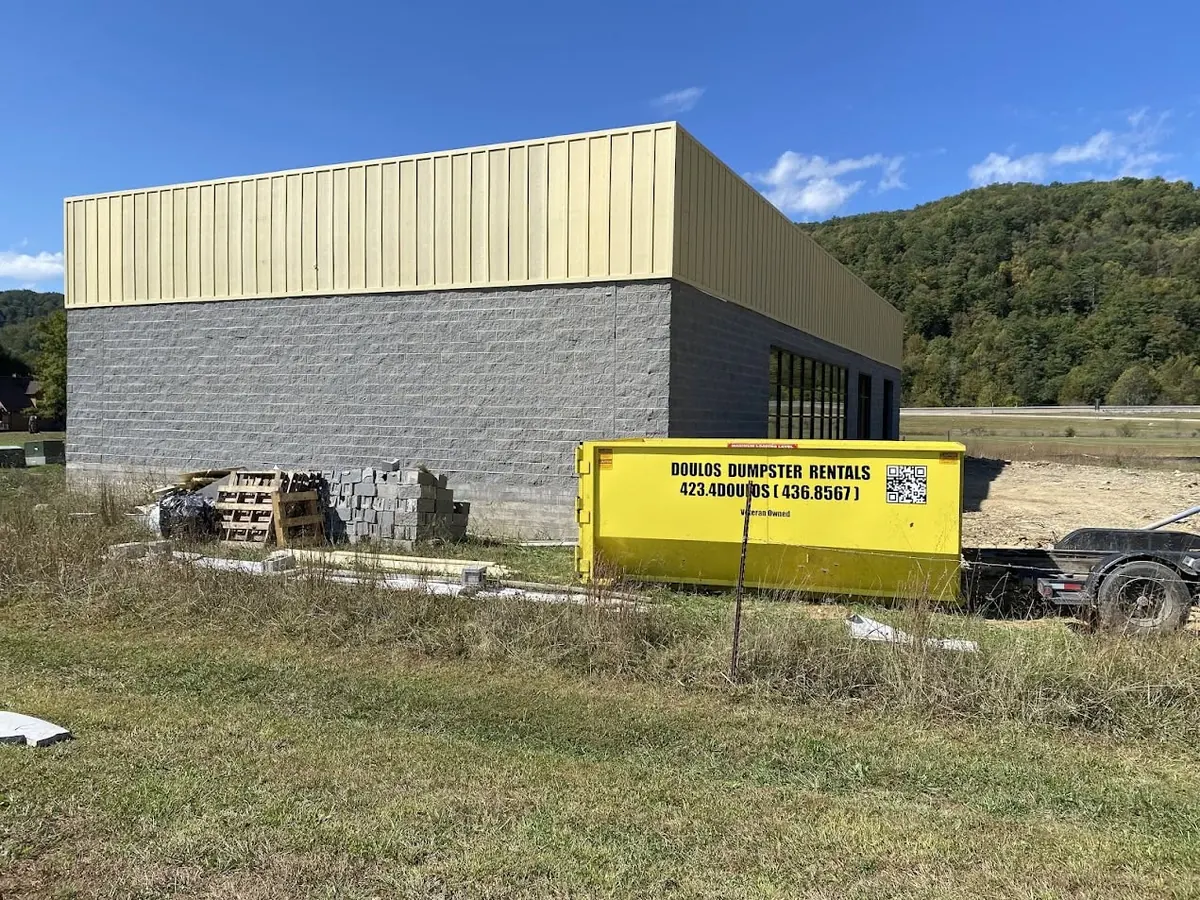 Dumpster on a new commercial construction site