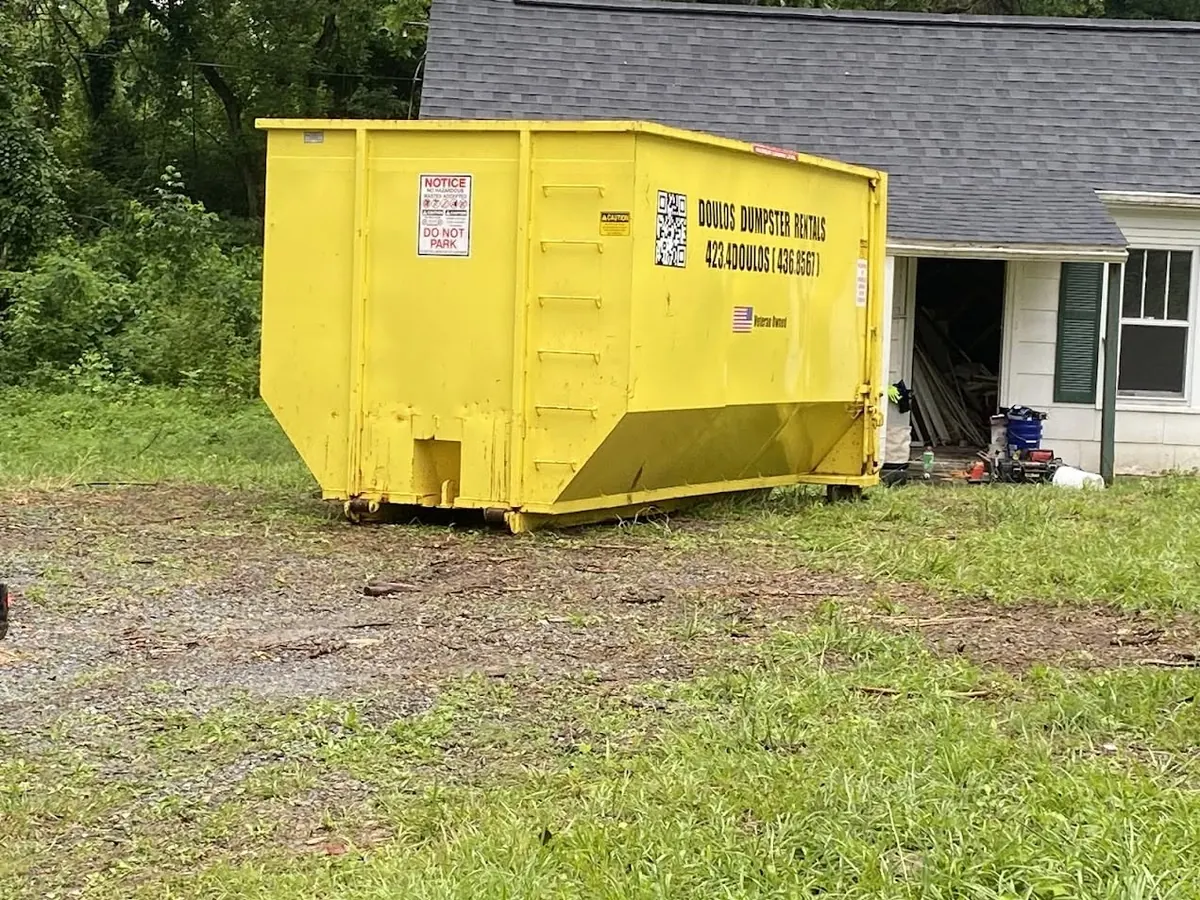 Dumpster on a property during a yard clearing job